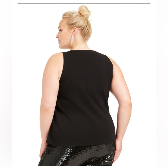 INC International Concepts Black Crewneck Rhinestone Fringe Neckline - Picture 6 of 13